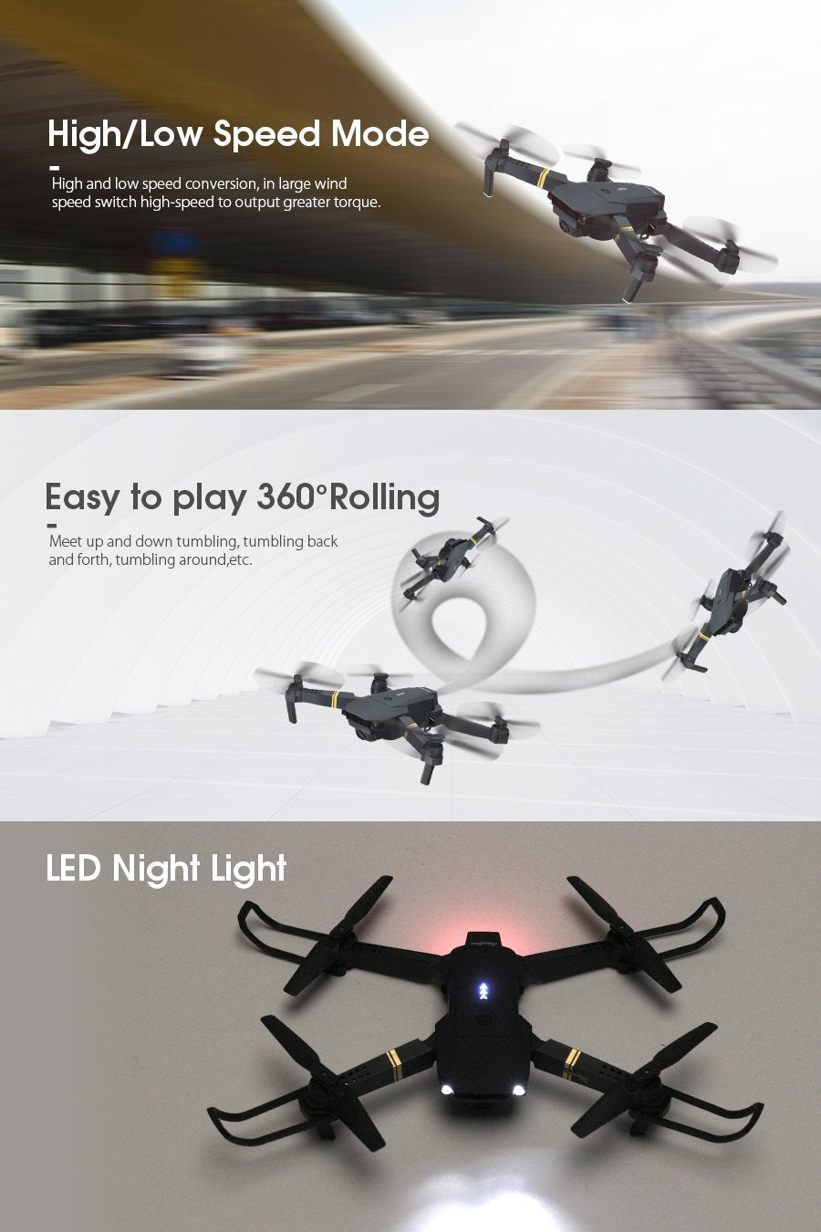 Skanto | Skyhawk HD sammenleggbar luft selfie drone med kamera 2MP