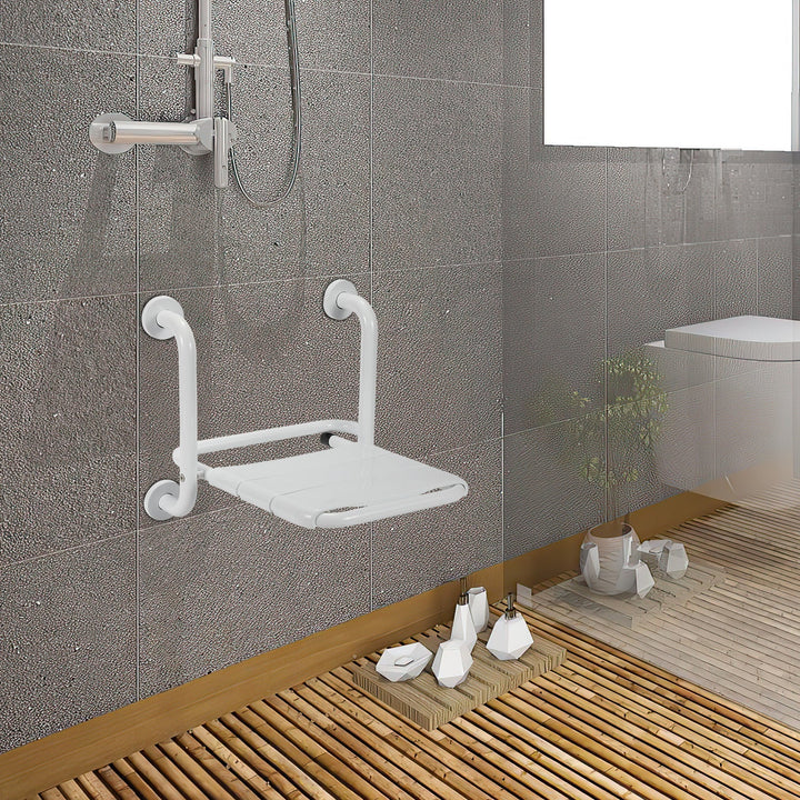 Foldbar dusjsete med armlener veggmontert | Skanto
