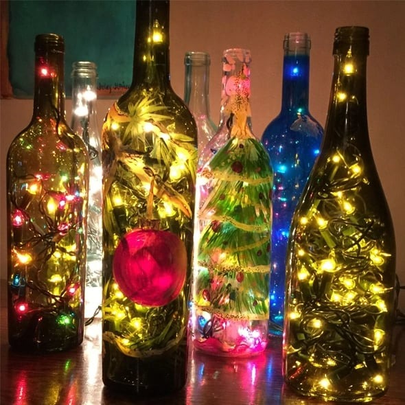 Led Flaske Lys Kork Natt Lys DIY Dekor | Skanto