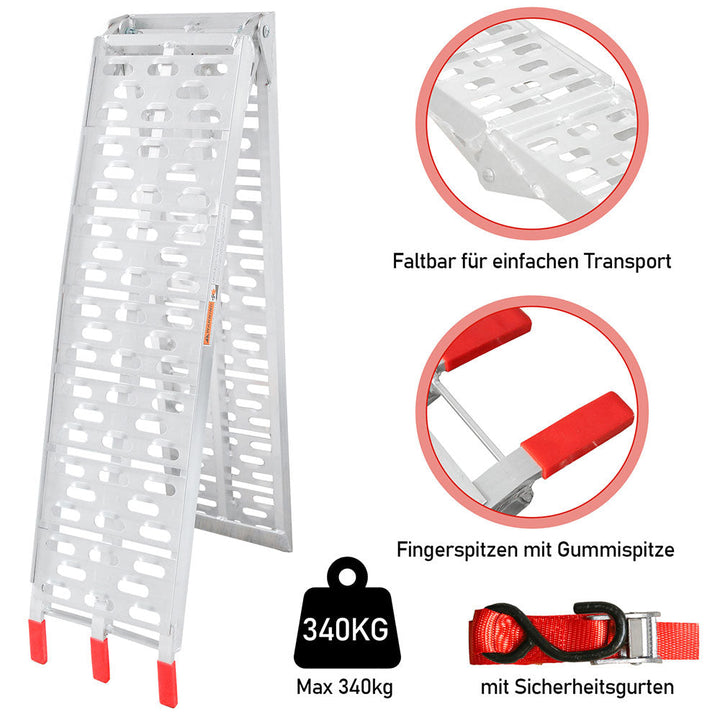 Folding Ramp 340kg Sammenleggbart Aluminium Laste Rampe Motorsykkel | Skanto
