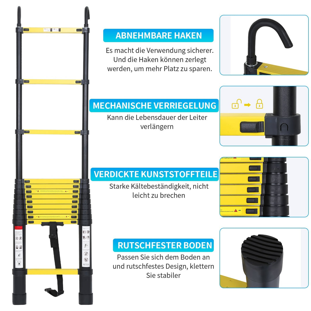 Teleskopisk Stige Aluminium med Avtagbar Krok | Skanto