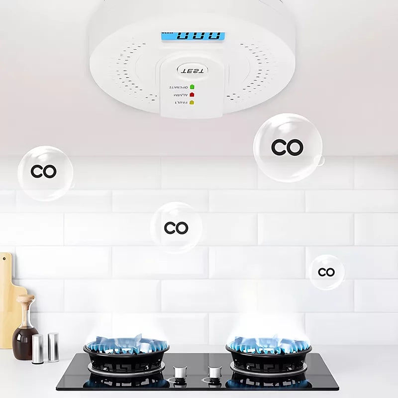 Skanto | Karbonmonoksid Detektor | Pålitelige Alarm Sensor med LCD Skjerm for Hjemmesikkerhet