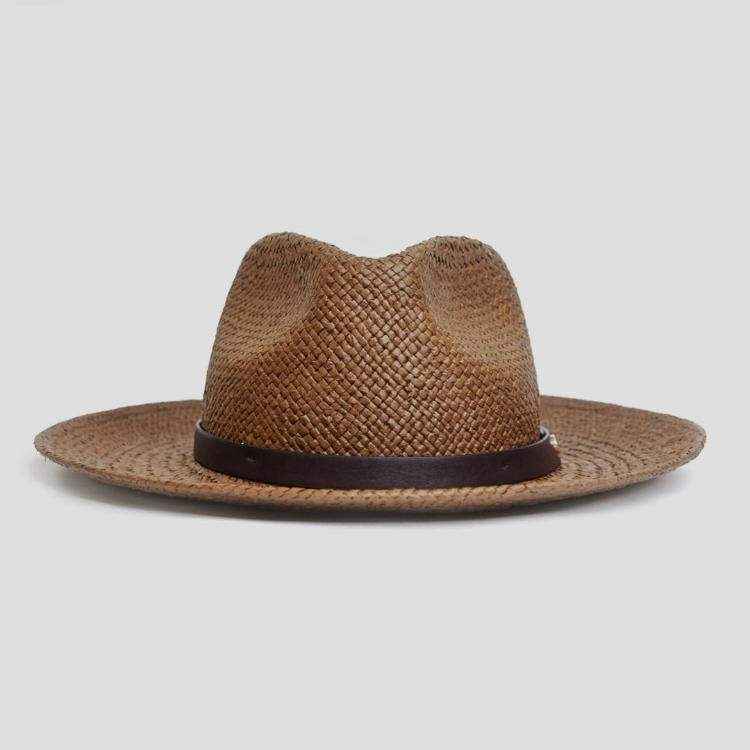 Moderne Minimalistisk Strå Fedora Hatt – Kaffe | Skanto