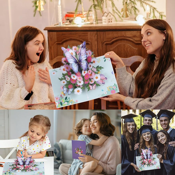 Skanto | Livlig 3D Sommerfugl & Prestekråke Pop-Up Gratulasjonskort