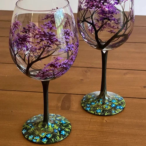 Skanto | Håndmalte Vinglass – Fire Sesonger Kunst & Eleganse