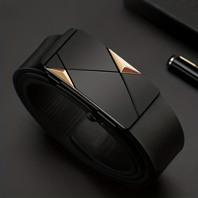 Skanto | Men’s ekte lærbelte med automatisk spenne – Klassisk justerbart storfellelivbelte