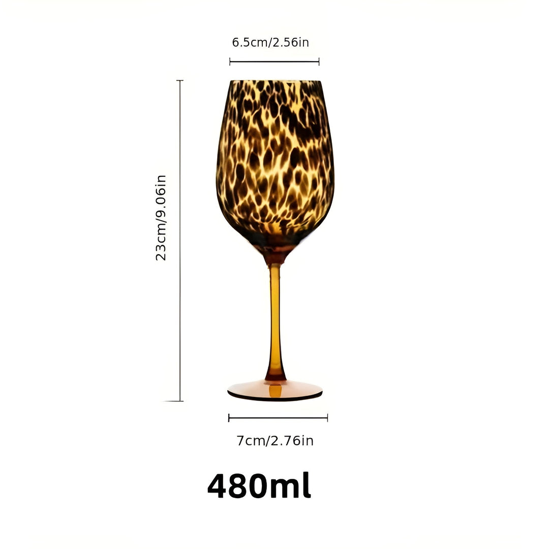 Leopardmønstret vinglass – Vintage design i sett med 2 | Perfekt for spesielle anledninger | Skanto