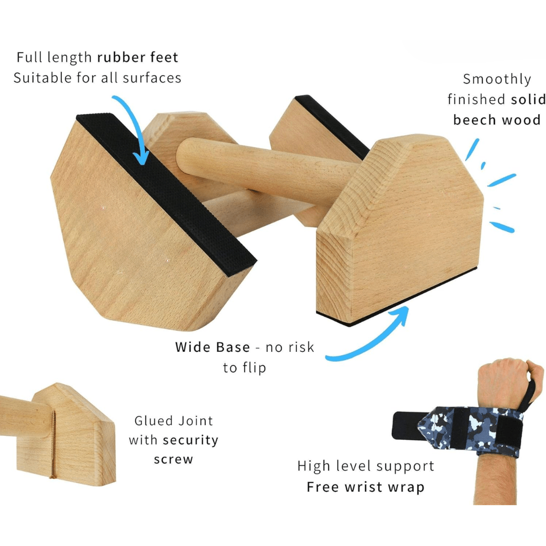 Skanto | Calisthenics Power Bars – Antiskli Tre Parallettes – Push-Ups, Dips & L-Sit – Stabil & Ergonomisk Treningsutstyr