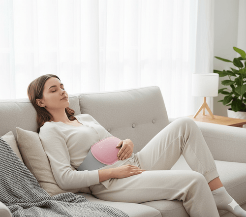 Skanto | CALMCORE – Elektrisk Abdominal Varmepute med Varme & Vibrasjon