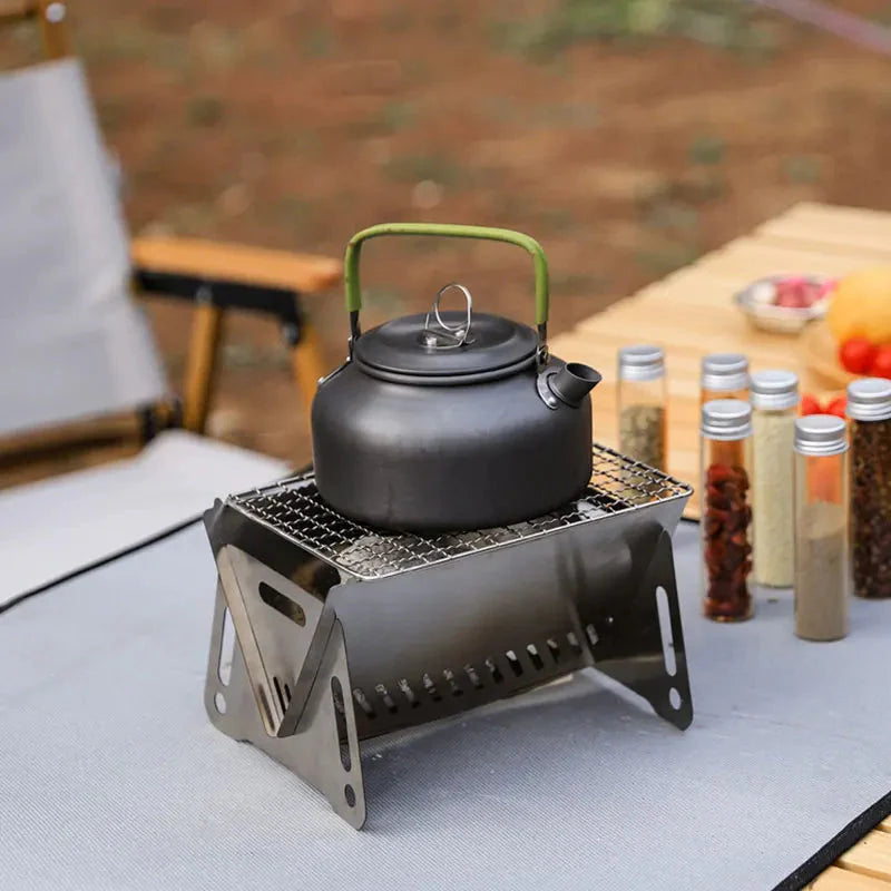 Camping Grill Barbecue Bærbar Sammenleggbar Rustfritt Picnic BBQ Stativ | Skanto