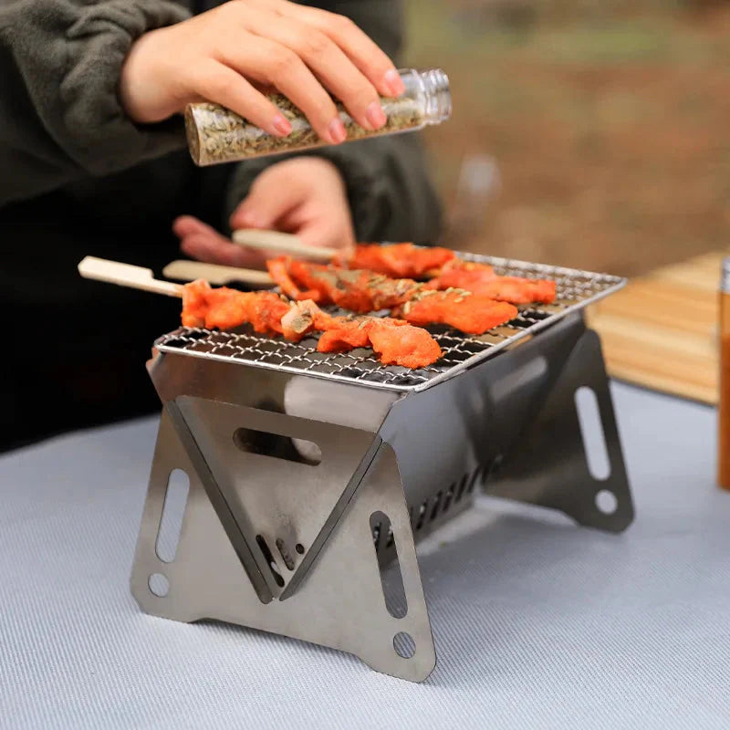 Camping Grill Barbecue Bærbar Sammenleggbar Rustfritt Picnic BBQ Stativ | Skanto