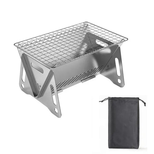 Camping Grill Barbecue Bærbar Sammenleggbar Rustfritt Picnic BBQ Stativ | Skanto