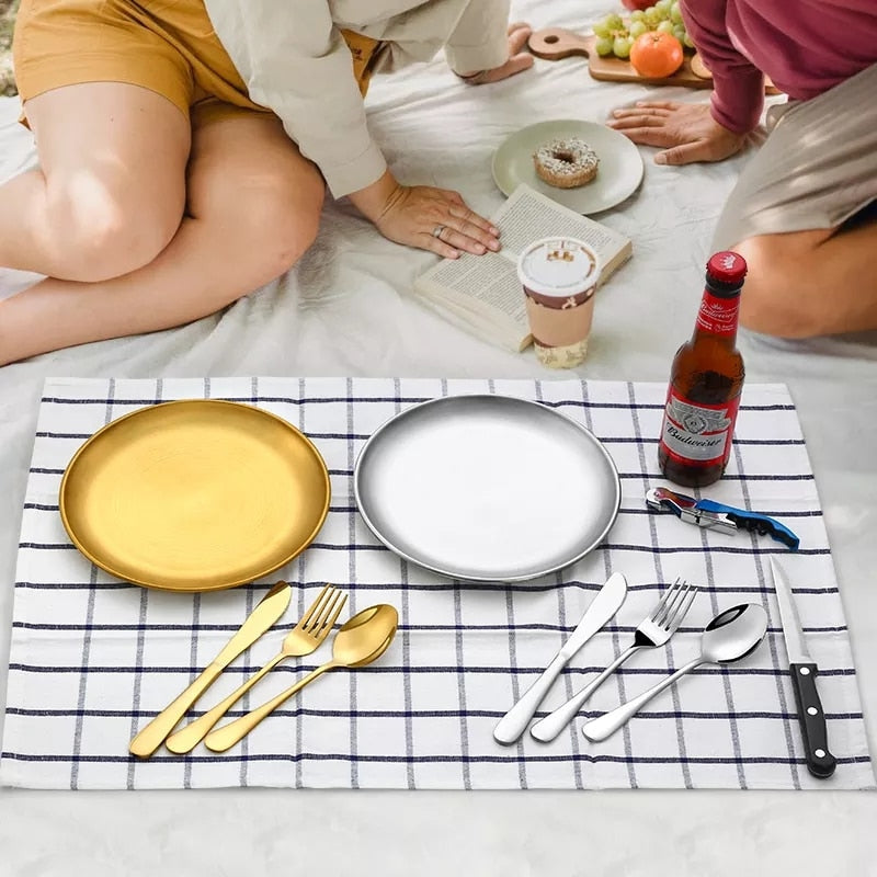 Camping Service Sett Rustfritt Stål Piknik Bestikk Sett | Skanto
