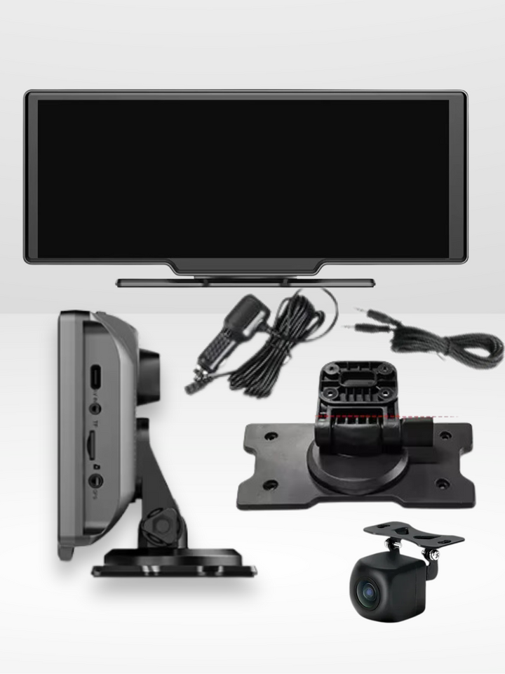 Skanto | Trådløs CarPlay-skjerm med innebygd 4K dashcam og valgfri bakkamera – 10,26" IPS-skjerm