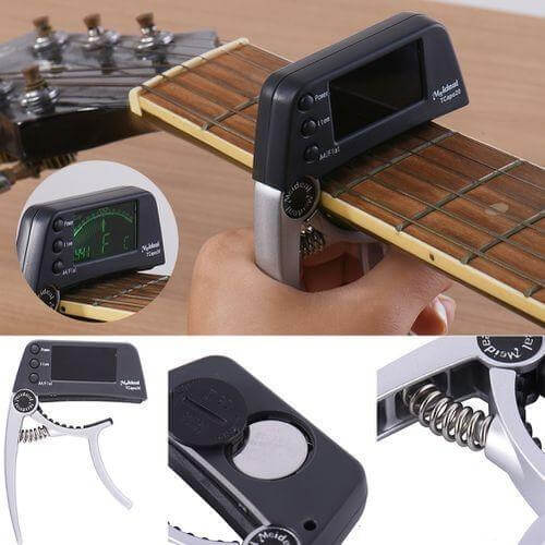 Capo & Stimmgerät „TuneGrip“ – 2-i-1 Gitarrenzubehör med LCD-bildeskjerm