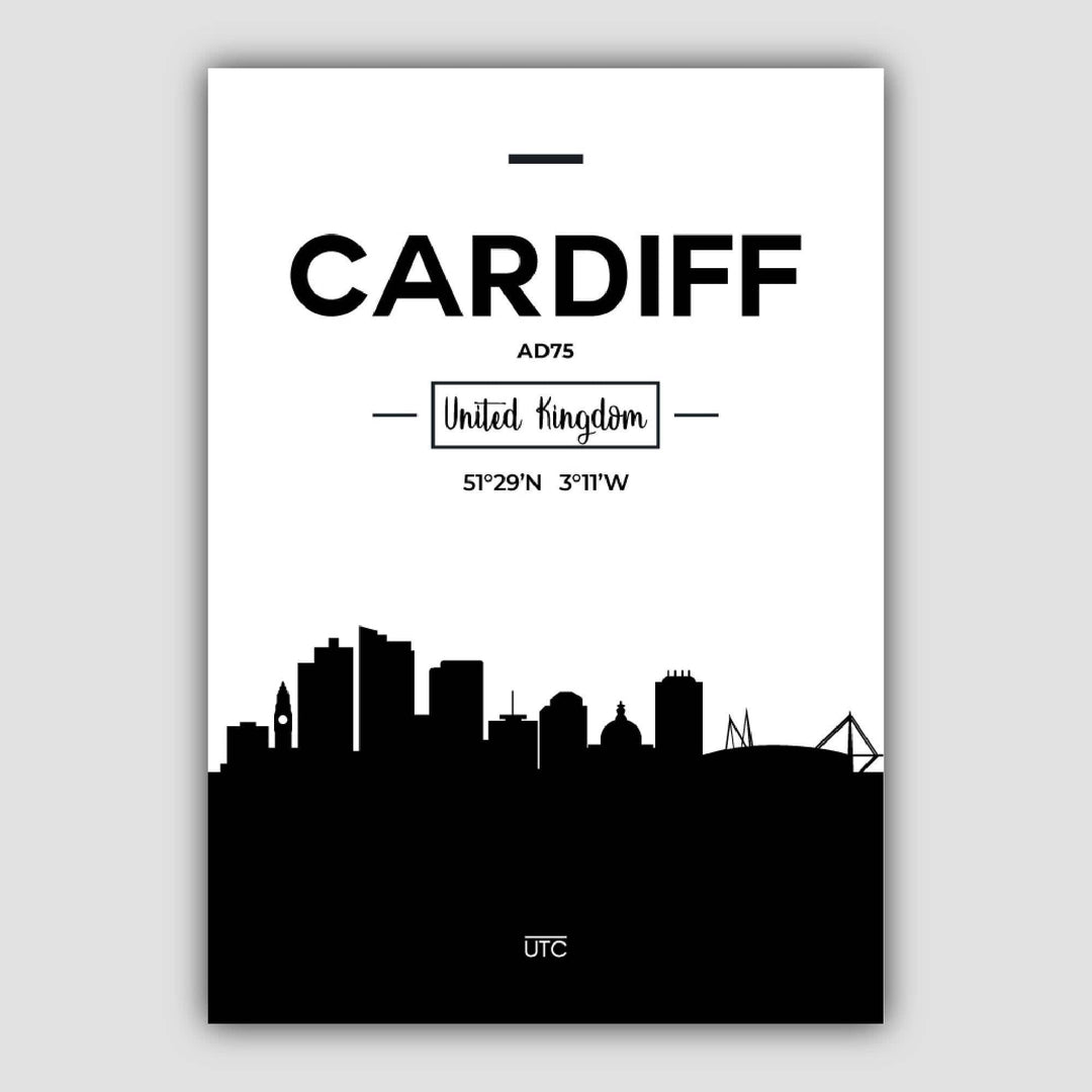 Cardiff bysilhuett, byutsikt, trykk