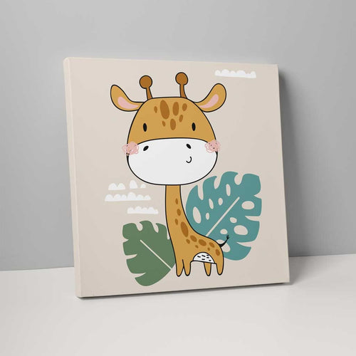 Boho Safari Jungel Giraff Beige og Gul på Lerret