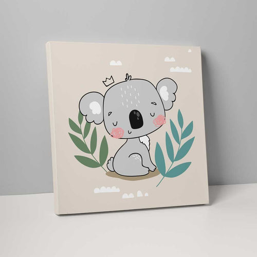 Boho Safari Jungle Koala Beige og Grå på Lerret