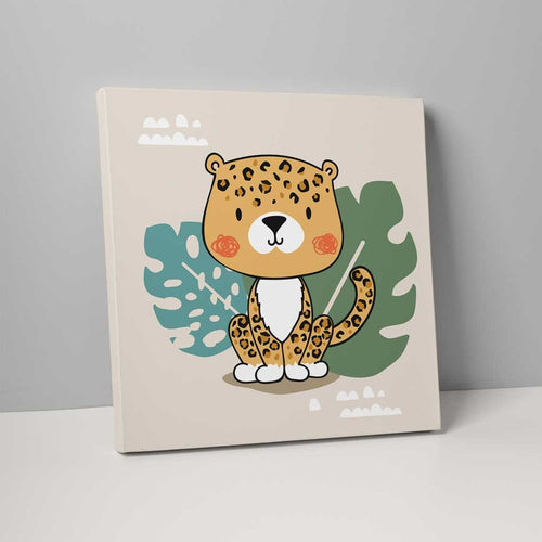 Boho Safari Jungle Leopard Beige og Gul på Lerret