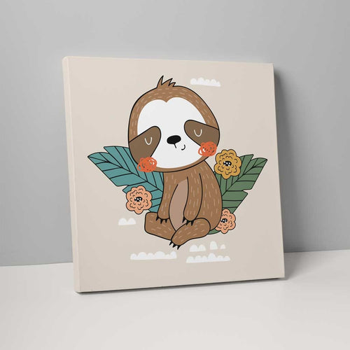 Boho Safari Jungel Dovendyr Beige og Gul på Lerret
