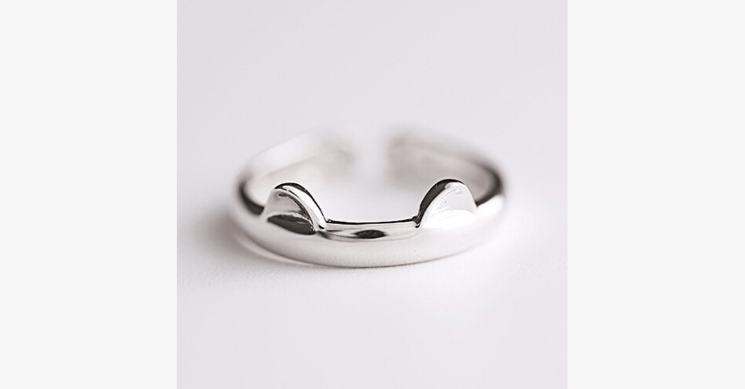 Skanto | Kat Ring Motedesign Smykke - Rustfritt Stål Sølvbelegget Ring med Unik Design