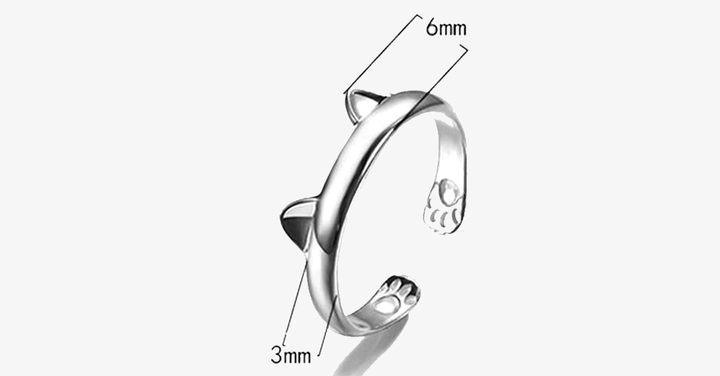 Skanto | Kat Ring Motedesign Smykke - Rustfritt Stål Sølvbelegget Ring med Unik Design