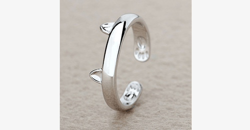 Skanto | Kat Ring Motedesign Smykke - Rustfritt Stål Sølvbelegget Ring med Unik Design