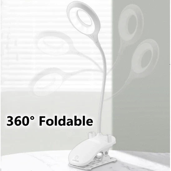 Skanto | Oppladbar LED Bordlampe med Klemme – Justerbar Skrivebordslampe for Hjemmekontor og Studier