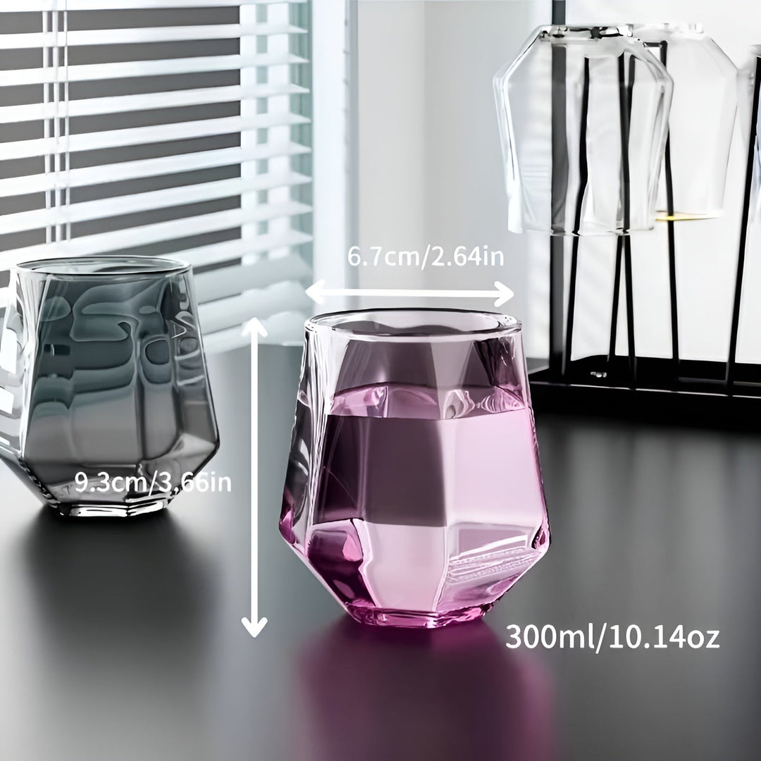 Gjennomsiktig glass, sett med 4 deler – Stilig og dekorativt design | 300 ml glass for vann, juice og te