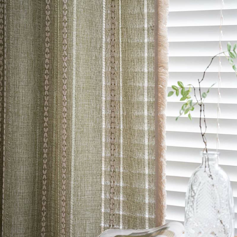 Enkel Stripe Hollow-out Semi-skygge Tussel Gardin | Skanto