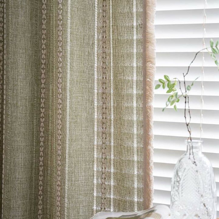 Enkel Stripe Hollow-out Semi-skygge Tussel Gardin | Skanto
