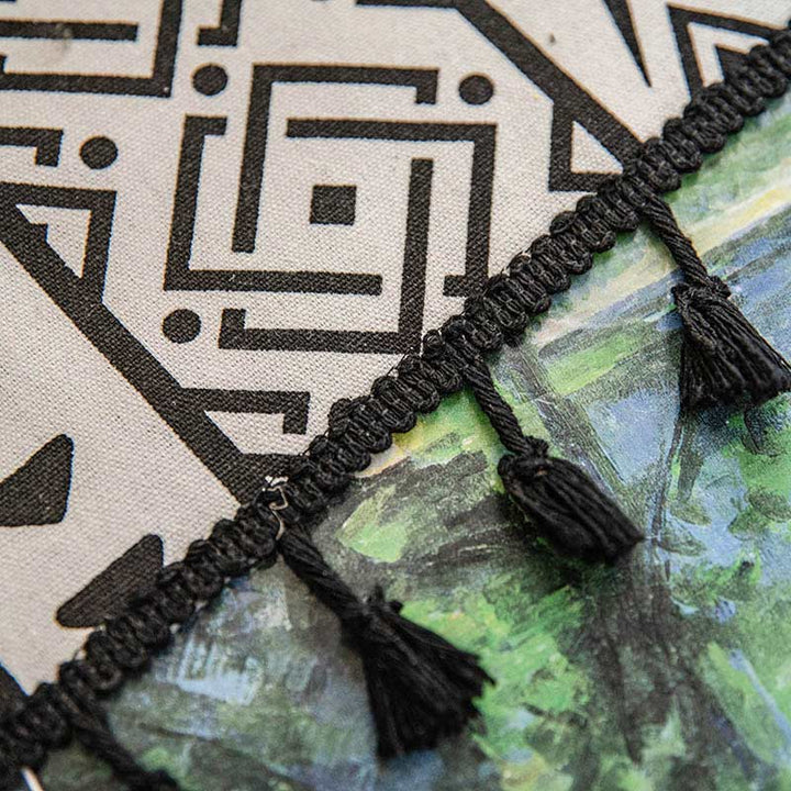Geometriske Frynse Gardiner Semi Mørklegging Draper i Bomullsblanding | Skanto