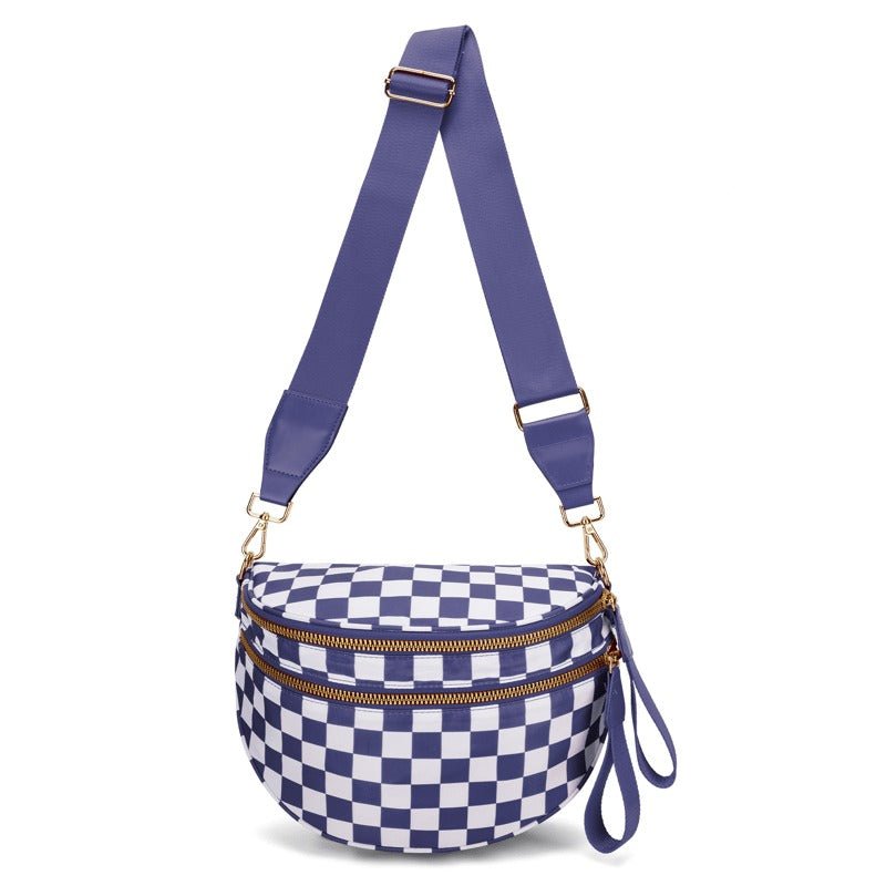 Skanto | LuxeMosaic Iris Crossbody Bag | Stilren sjakkbrettveske med justerbar stropp for hverdags nødvendigheter
