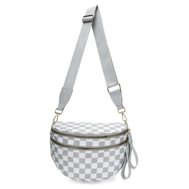 Skanto | LuxeMosaic Iris Crossbody Bag | Stilren sjakkbrettveske med justerbar stropp for hverdags nødvendigheter