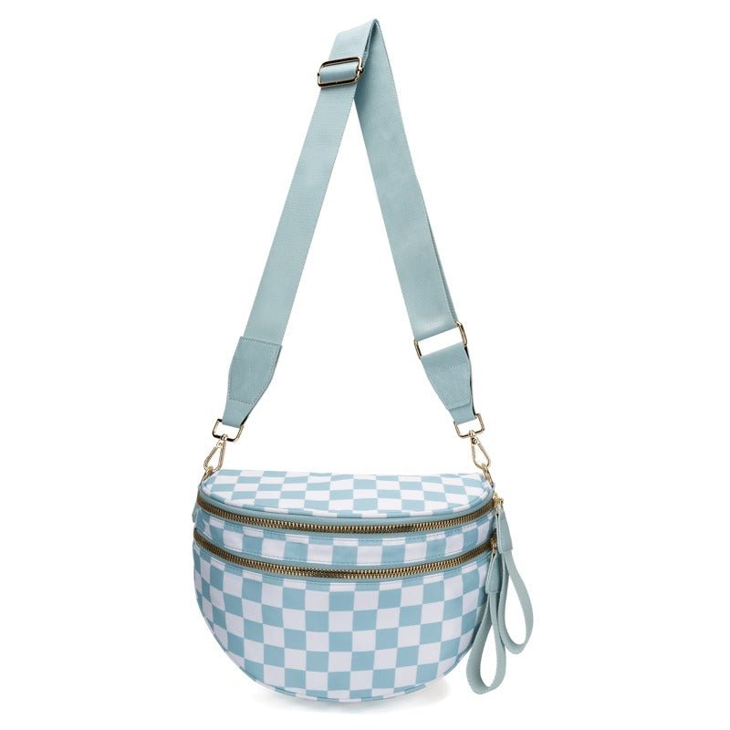 Skanto | LuxeMosaic Iris Crossbody Bag | Stilren sjakkbrettveske med justerbar stropp for hverdags nødvendigheter