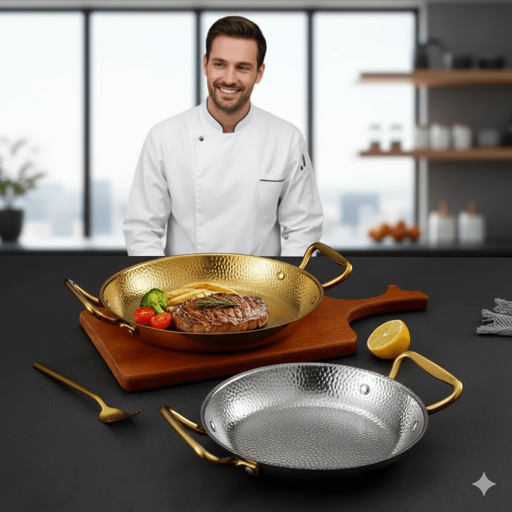 Skanto | CHEFSTEEL – Hamret Rustfritt Stål Gryte for Sauser, Kasseroller & Allsidig Matlaging