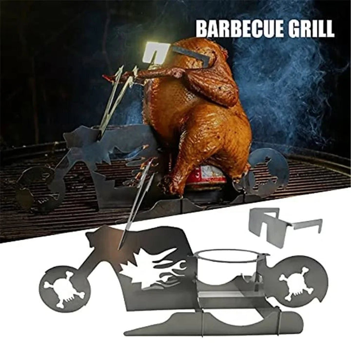 Skanto | Kyllinggrillstativ – Rustfritt stål BBQ stativ med bærekanneholder