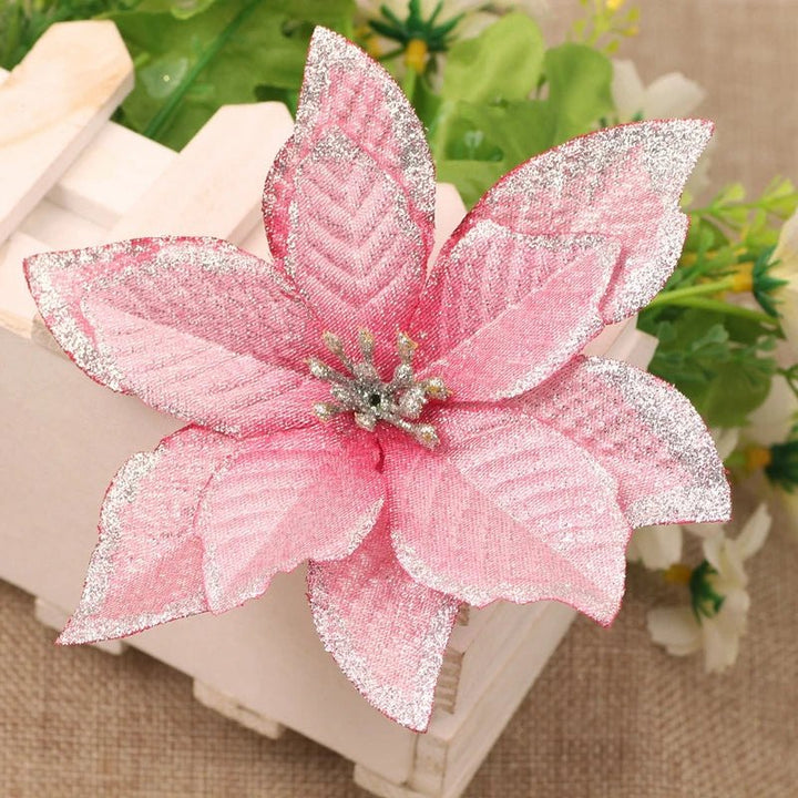 Skanto | Jul Kunstige Poinsettia Blomst Hoder Tre Pendler – Vakkert Lagde Kunstige Poinsettia Blomst Dekorasjoner for en Fantastisk Julehjem Forvandling