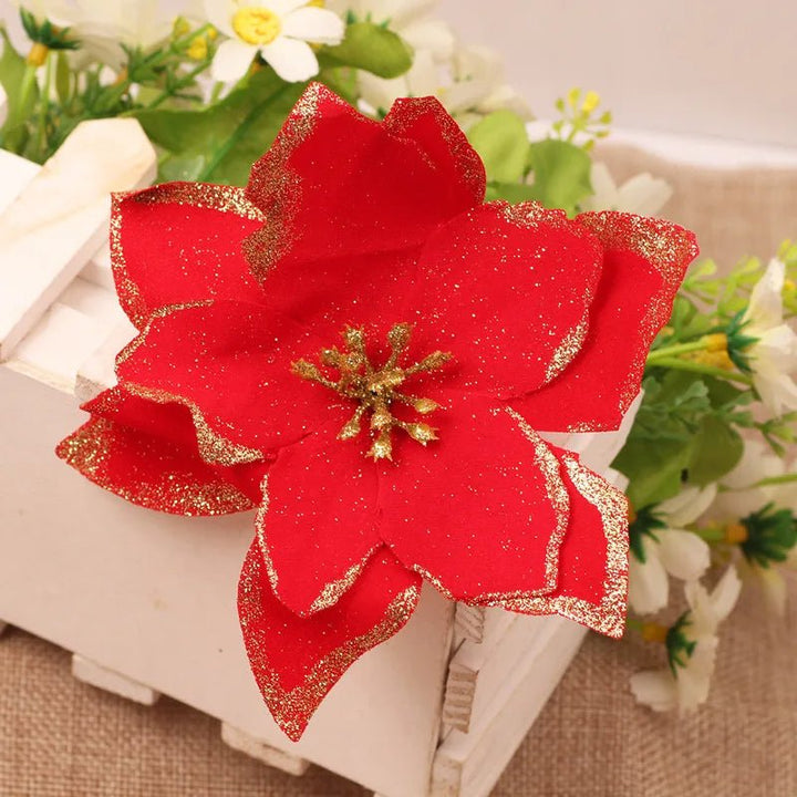 Skanto | Jul Kunstige Poinsettia Blomst Hoder Tre Pendler – Vakkert Lagde Kunstige Poinsettia Blomst Dekorasjoner for en Fantastisk Julehjem Forvandling