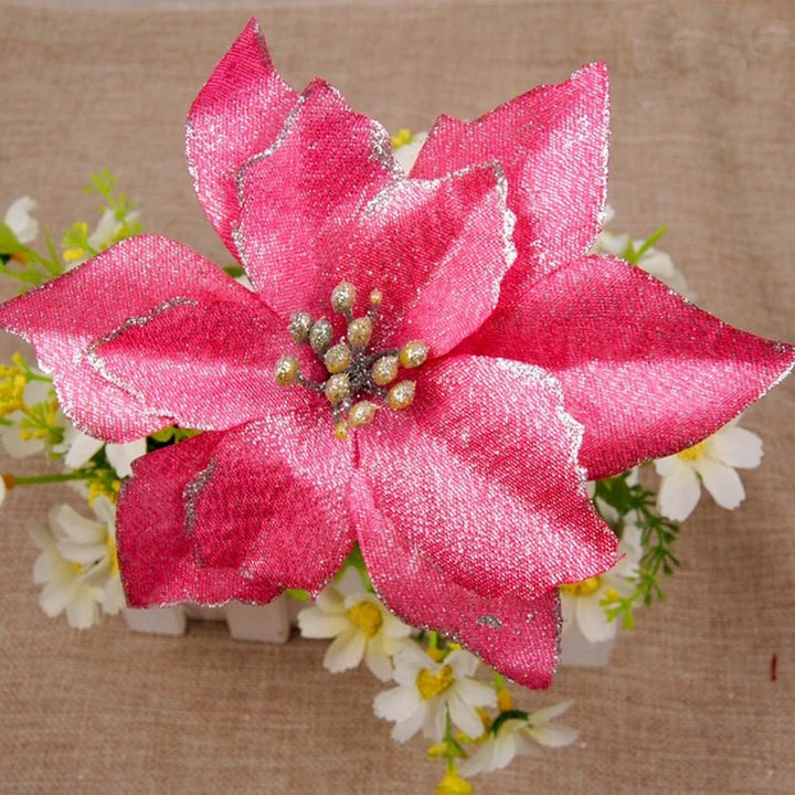 Skanto | Jul Kunstige Poinsettia Blomst Hoder Tre Pendler – Vakkert Lagde Kunstige Poinsettia Blomst Dekorasjoner for en Fantastisk Julehjem Forvandling