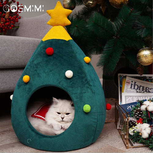 Christmas Tree Cat Bed - FestivePurr Skanto