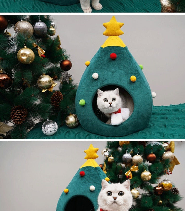 Christmas Tree Cat Bed - FestivePurr Skanto