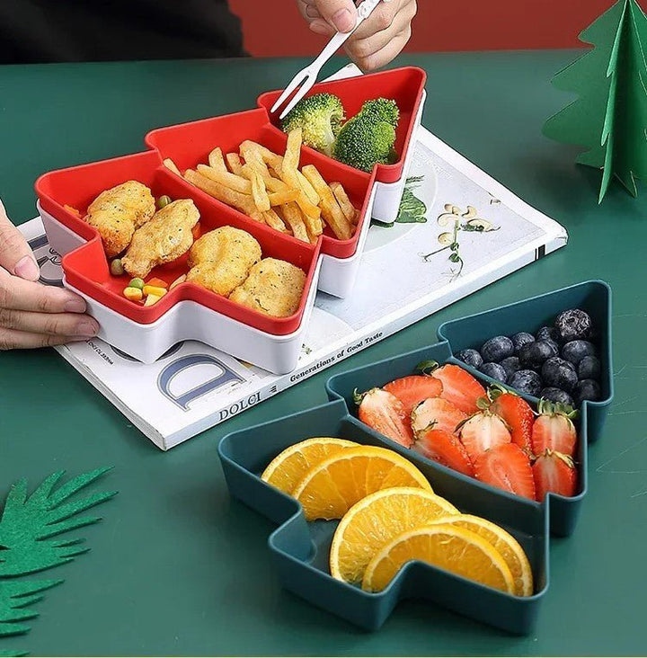 Skanto | Juletre-formede Snacks Tallerkener - Sett med 4 - Perfekt for Godteri, Nøtter, Frukt og Desserter ved Fester & Høytider