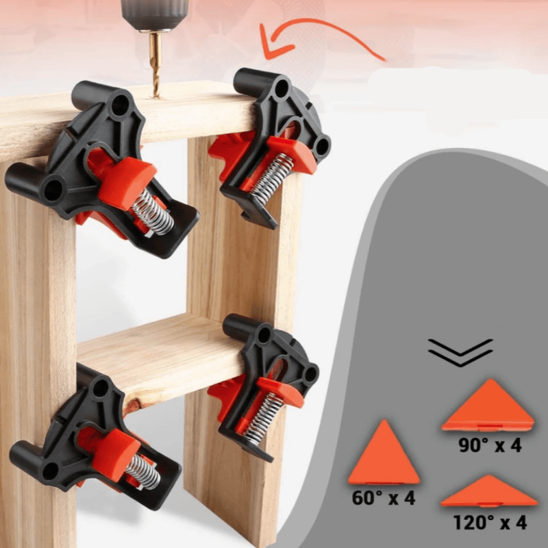 Skanto | CORNERMATE – Justerbart 4-vejs hjørneklips-sett for perfekte 60°, 90° og 120° vinkler