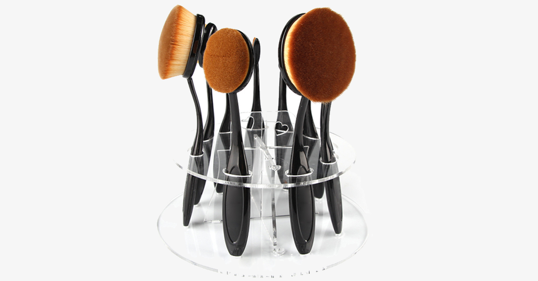 Skanto | Makeup Børsteholder for Sett med 10 Ovale Børster – Hjem for Dine Børster