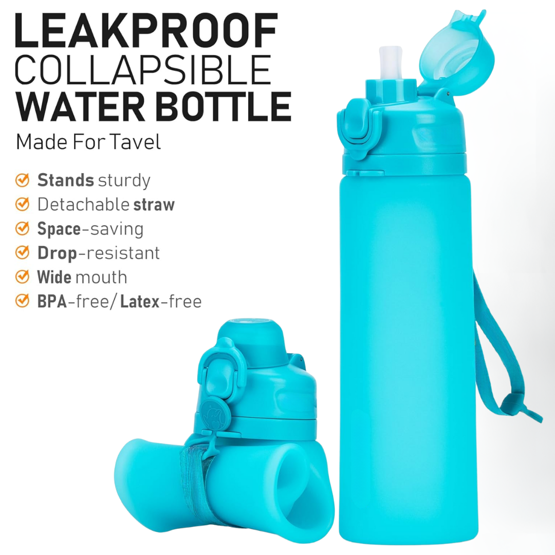 Skanto | Sammenleggbar 600 ml Silikon Vannflaske - Lekkasjesikker & BPA-fri