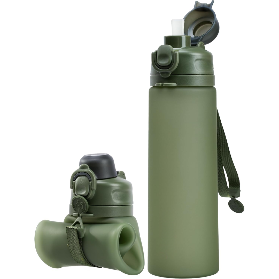 Skanto | Sammenleggbar 600 ml Silikon Vannflaske - Lekkasjesikker & BPA-fri