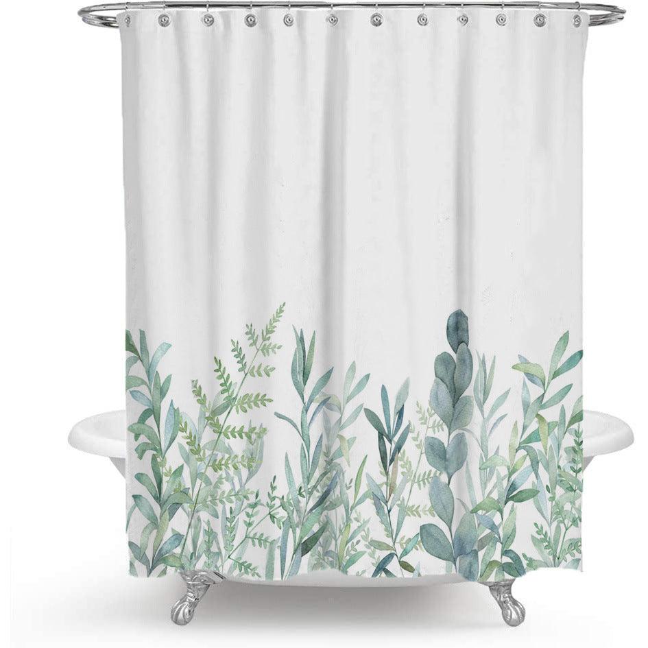 Skanto | Fargerik Blomstertrykk Polyester Dusjforheng med Nordisk Grønn Bladdesign