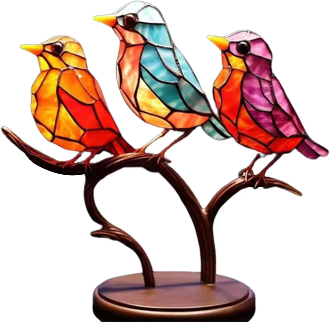 Frendorf | ColorBirds - Colored Birds on Branch Decorative Sculpture