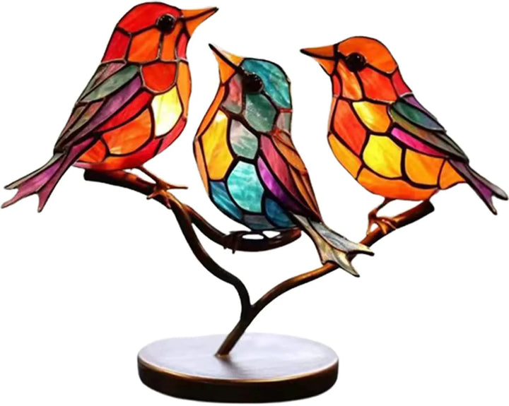 Frendorf | ColorBirds - Colored Birds on Branch Decorative Sculpture